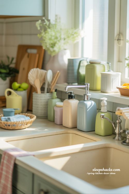 Fresh Spring Kitchen Counters with Colorful Accessories
