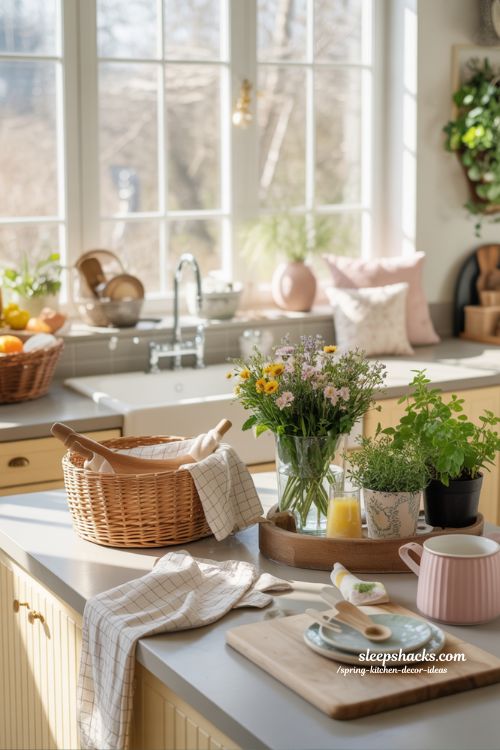 Fresh Spring Kitchen Decor Ideas with Natural Light and Seasonal Greenery
