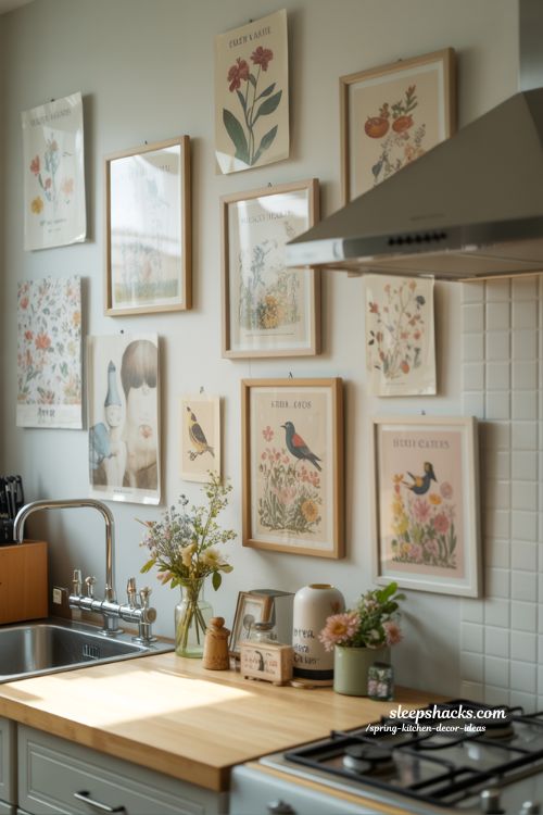 Fresh Spring Kitchen Walls with Vintage Posters