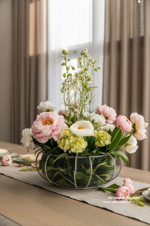 Full-Bloom Floral Easter Table Centerpiece Ideas