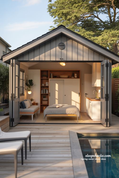 Garage Pool House Guest House Combo Space Saving Design