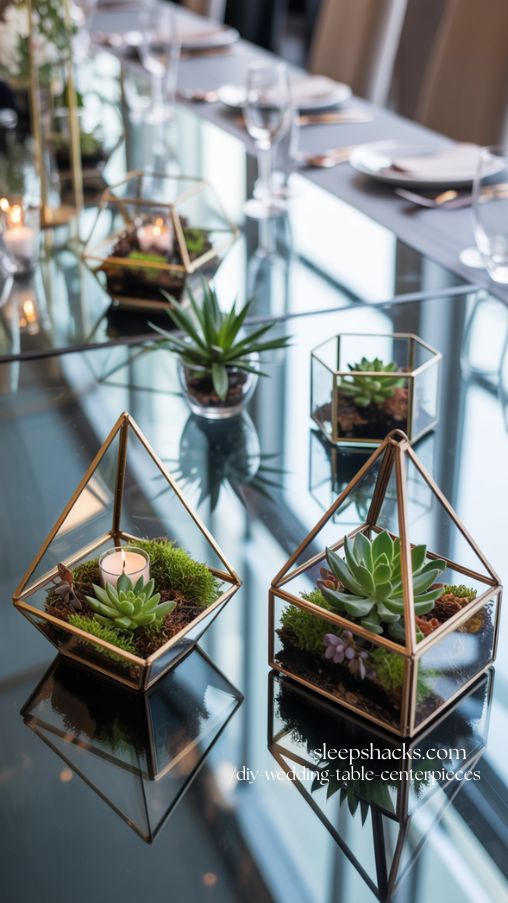 Geometric Terrarium Wedding Centerpieces