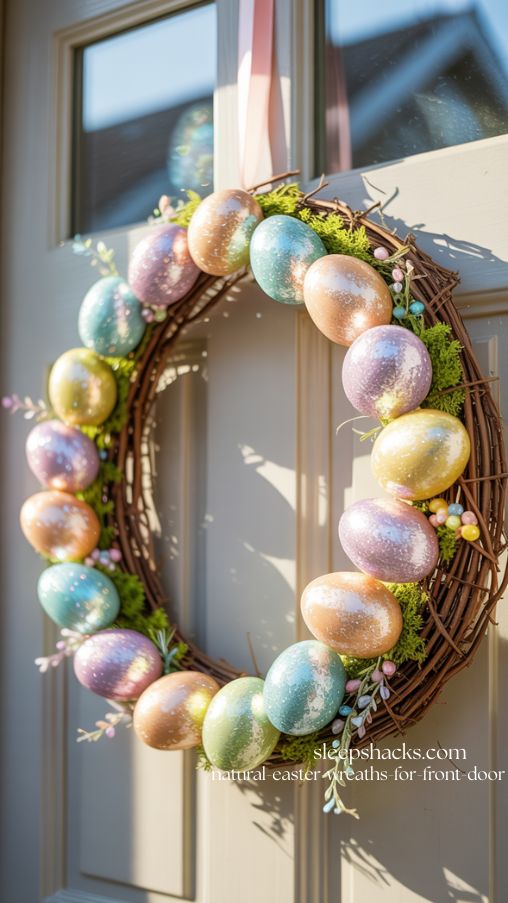 Glittery Egg Wreath for Sparkling Spring Front Door
