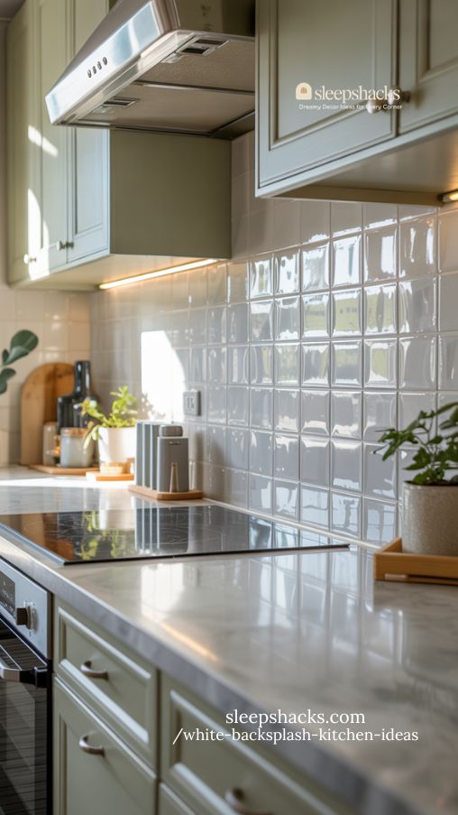 Glossy Glass Tile Backsplash Kitchen Ideas for Bright and Airy Spaces