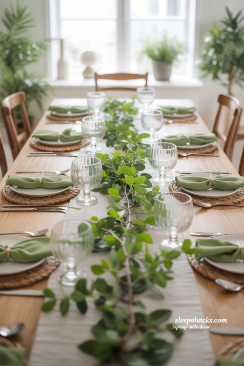 Green Themed Spring Table Setting Fresh