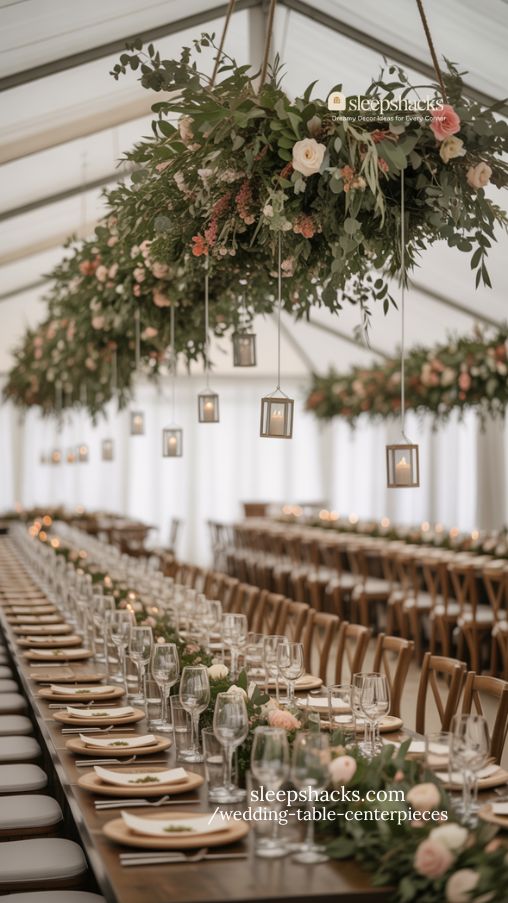 Hanging Floral Installation Wedding Table Centerpieces