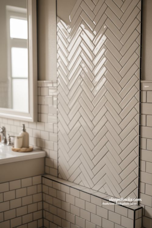 Herringbone Mosaic Bathroom Backsplash Ideas for Classic Elegance