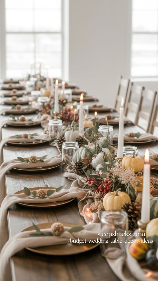 Holiday-Inspired Seasonal Wedding Table Decor Ideas on a Budget
