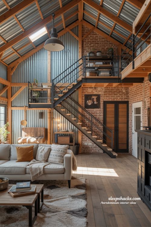 Industrial-Chic Touches Barndominium Interior