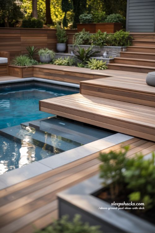 Infinity-Style Deck on a Slope Above Ground Pool Ideas