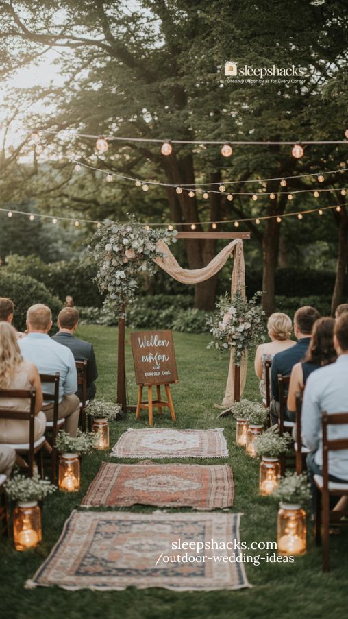 Intimate Backyard Wedding Ceremony with Cozy Rustic Details