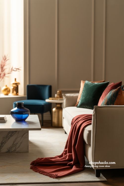 Jewel Toned Accessories That Add a Luxe Pop to Living Rooms