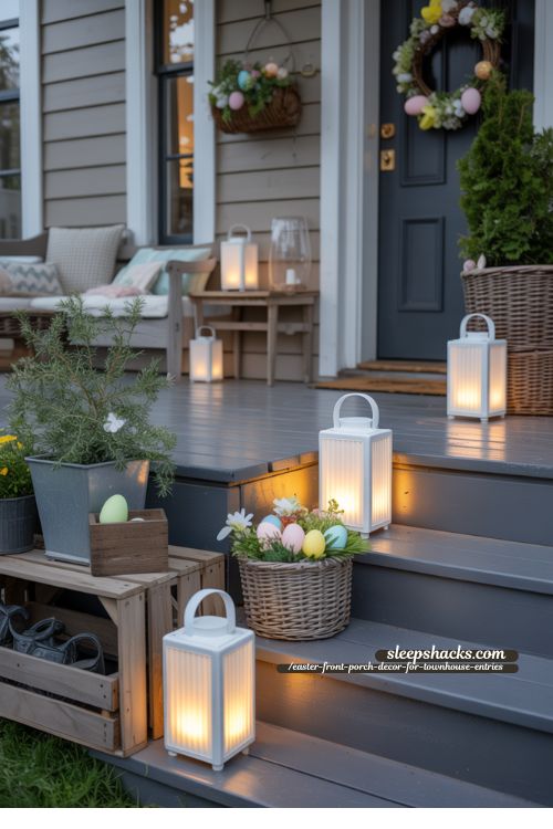 LED Lantern Accents for Townhouse Front Porch