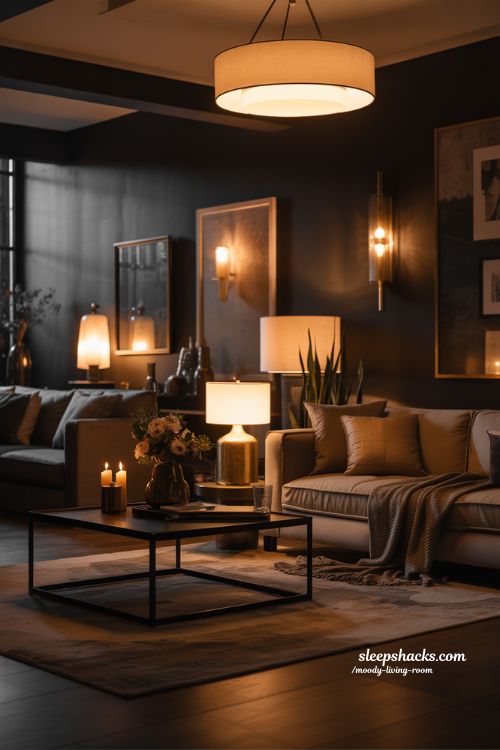 Layered Lighting for Atmosphere Moody Living Room