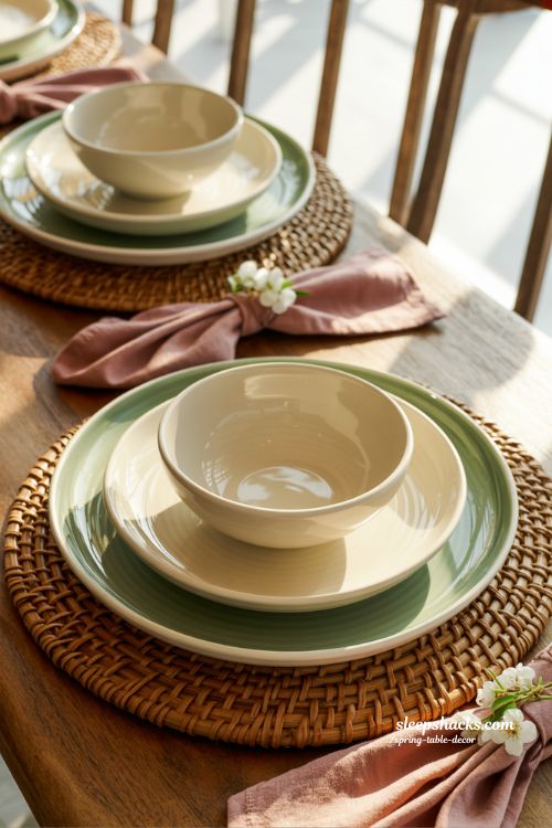 Layered Plate Spring Table Decor Texture Depth