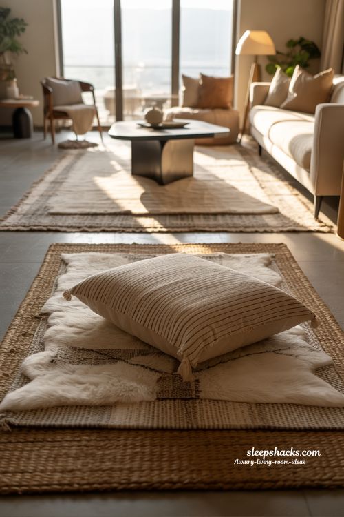 Layered Rugs That Add Texture and Warmth to a Luxury Living Room