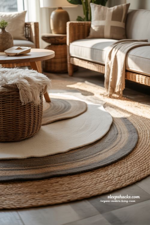 Layered Rugs for Warmth Organic Modern Living Room