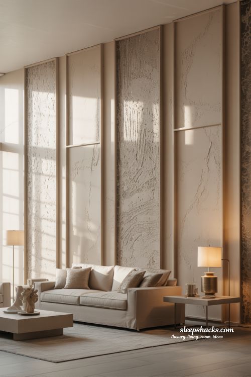 Luxury Living Room Ideas with Textured Walls and Panels