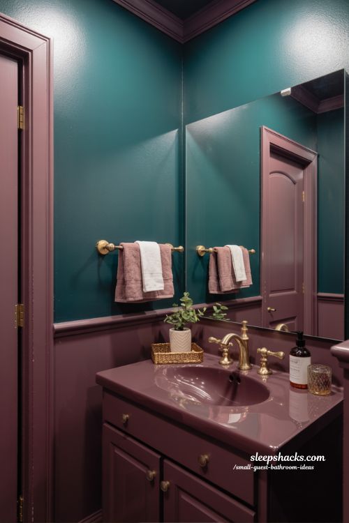 Make a Statement with Bold Color in a Small Guest Bathroom