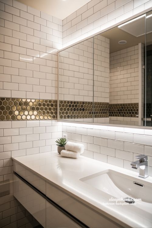 Metallic and Colored Accent Tile Bathroom Backsplash Ideas for a Stylish Touch