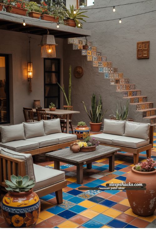 Mexican Patio Blending Modern Minimalism with Traditional Décor