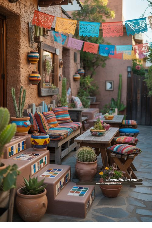 Mexican Patio with DIY Hand-Painted Décor and Personalized Touches