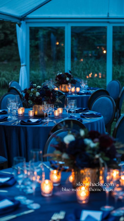 Midnight Blue Wedding Theme for Dramatic Evening Romance