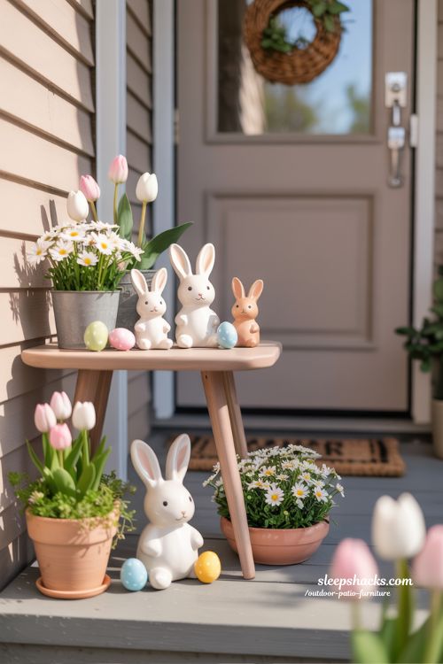 Mini Bunny Figurine Easter Decor For Small Front Porch