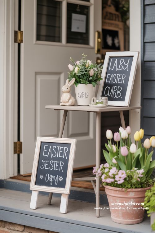 Mini Chalkboard Easter Signs For Compact Front Porch Decor
