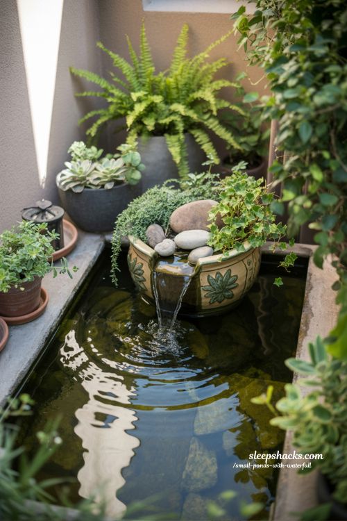 Mini Patio Pond Small Ponds With Waterfall Ideas Compact Backyard