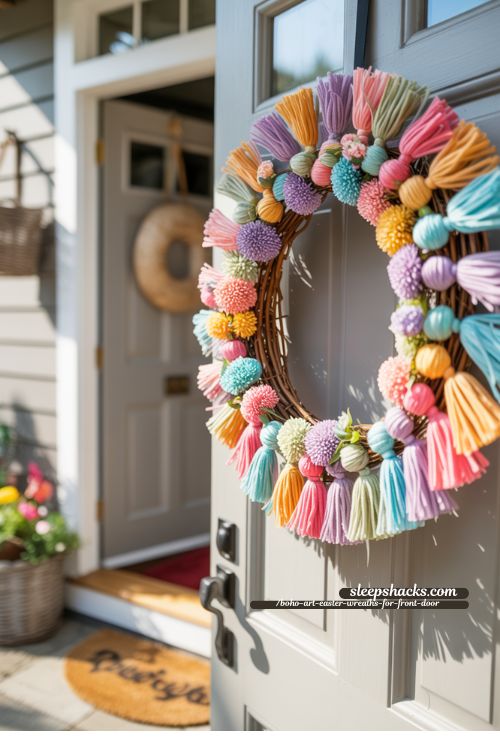 Mini Tassel Garland Boho Easter Wreath Front Porch Decor