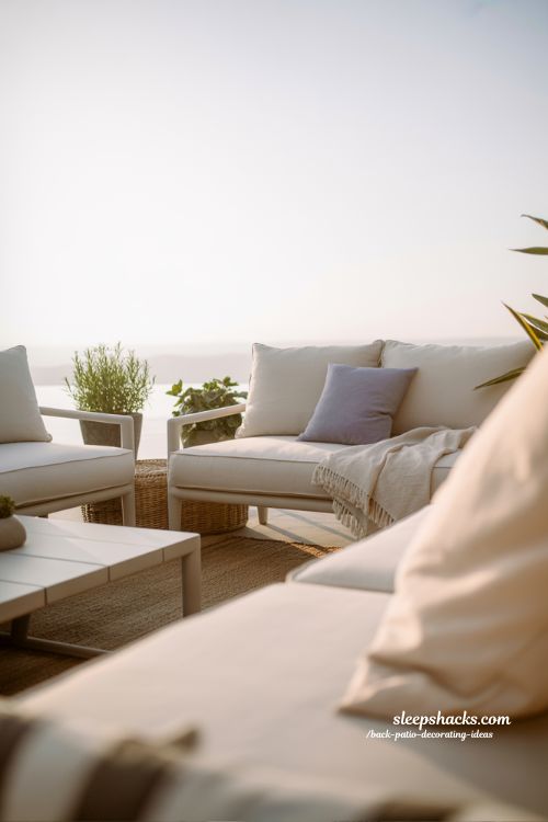 Minimal Back Patio Decorating Ideas with Neutral Lounging