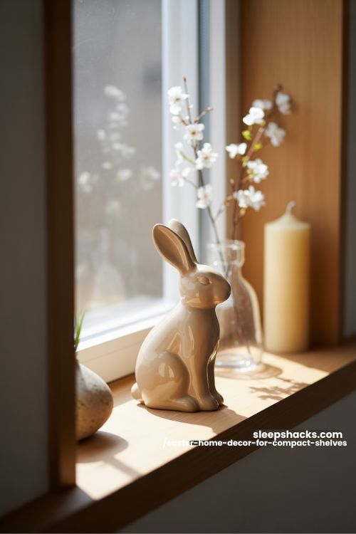 Minimalist Bunny Figurine Display for Small Shelves