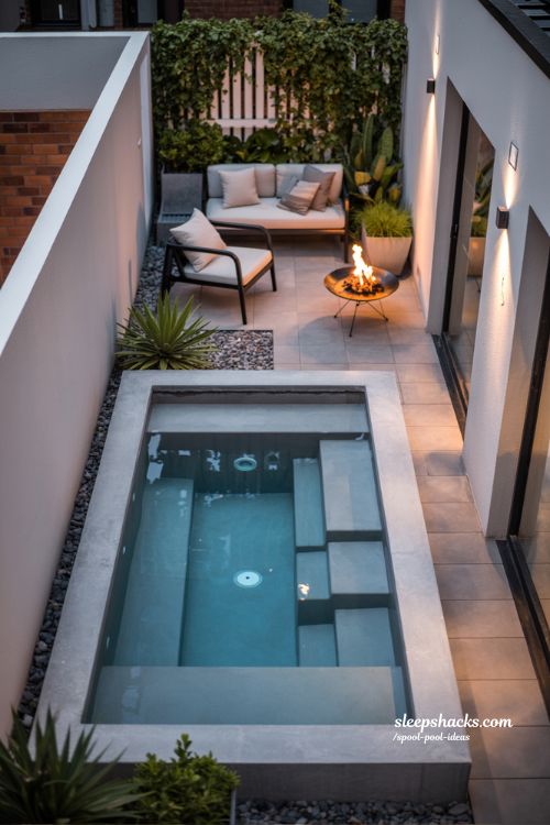 Minimalist Concrete Spool Pool with Scandinavian Style for Small Yards