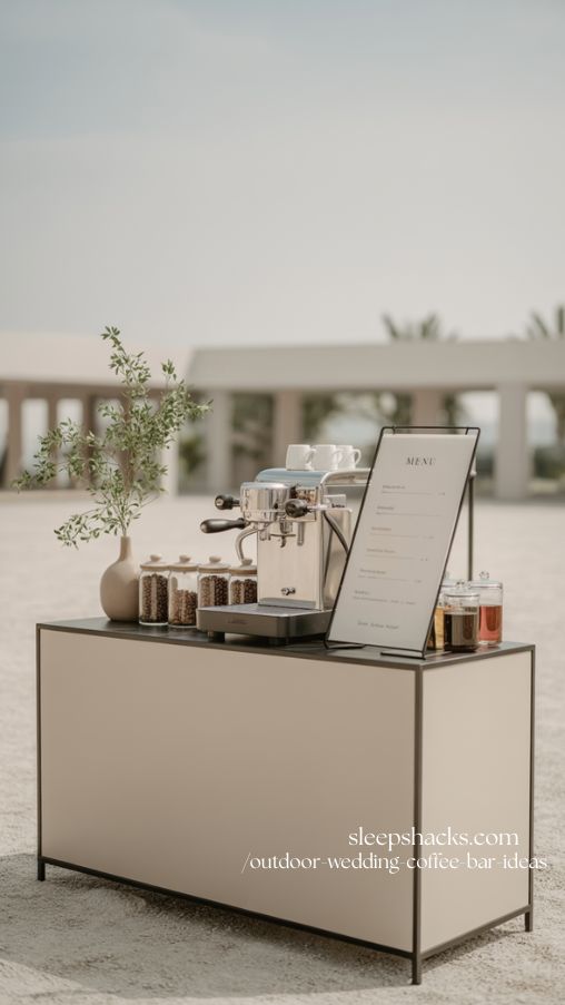 Minimalist Modern Outdoor Coffee Bar for Wedding