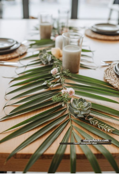 Minimalist Palm Leaf Table Decor for Spring and Easter