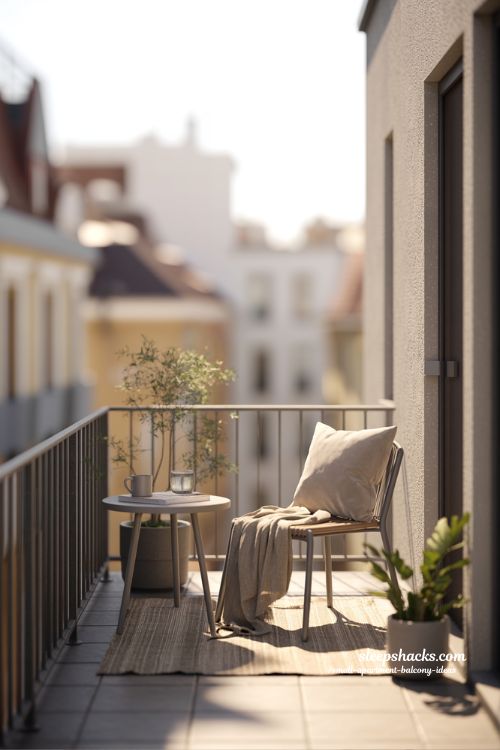 Minimalist Small Apartment Balcony With Simple Chair And Neutral Decor