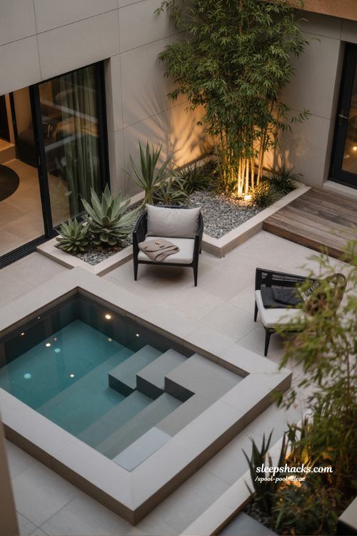 Minimalist Spool Pool for a Serene Courtyard Retreat