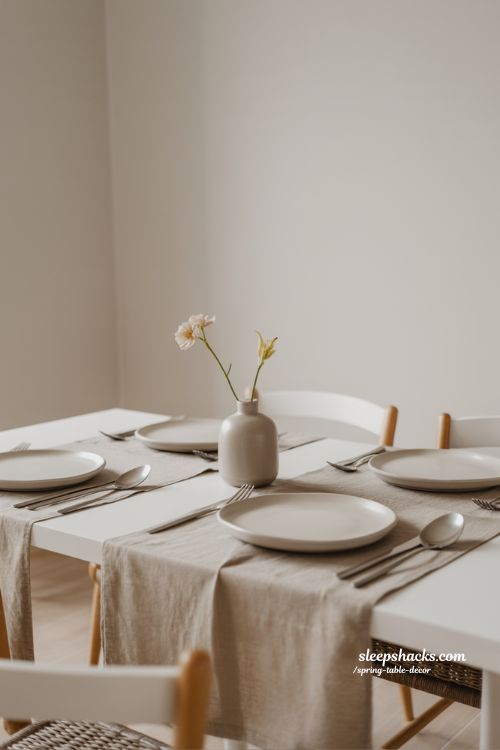 Minimalist Spring Table Setting Soft Neutrals