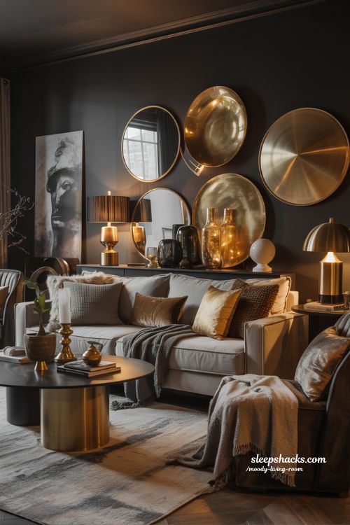 Mixed Metals Subtle Glamour Moody Living Room