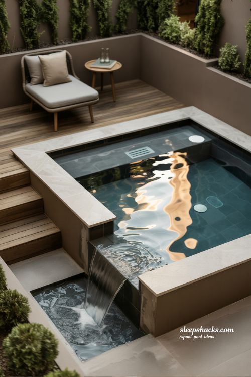 Modern Infinity Edge Spool Pool for Small Backyard Spaces