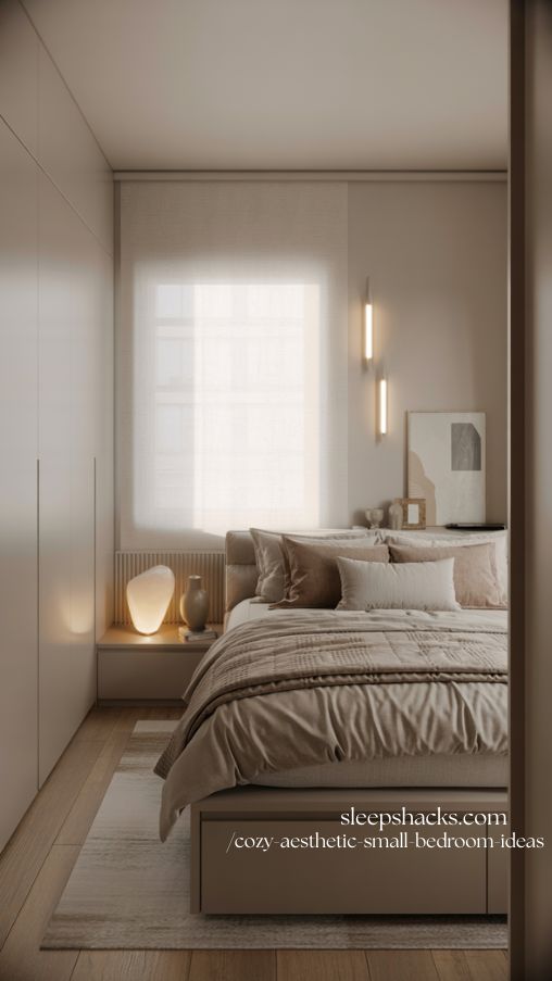 Modern Minimalist Small Bedroom with Cozy Layered Textiles