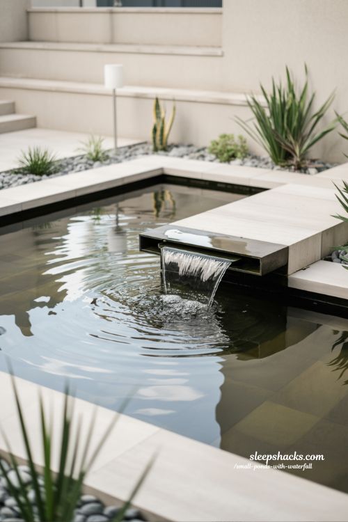 Modern Minimalist Small Ponds With Waterfall Ideas Clean Backyard