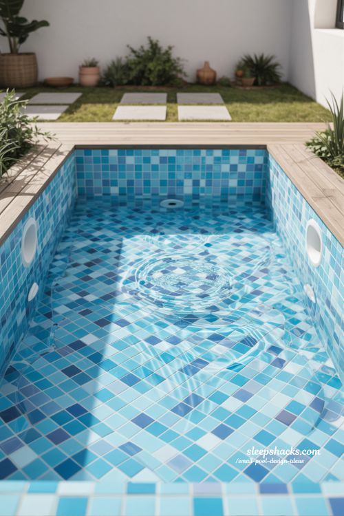 Mosaic Tiled Plunge Pool Ideas Small Backyard Design