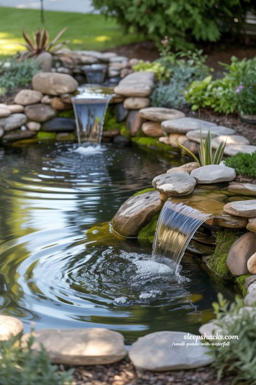 Multi-Waterfall Small Ponds With Waterfall Ideas Dynamic Backyard Design