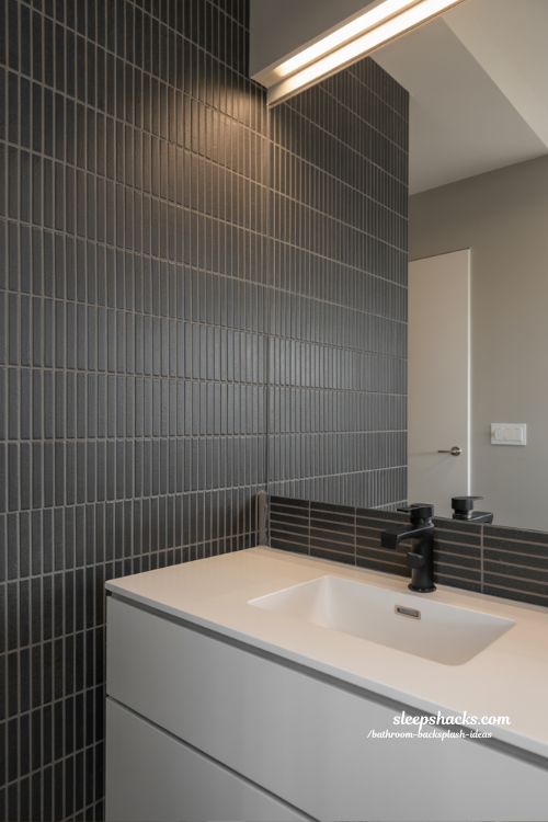 Narrow Vertical Tile Bathroom Backsplash Ideas for Dramatic Effect