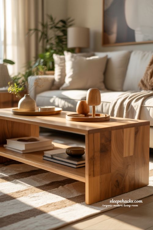 Natural Wood Accents Organic Modern Living Room