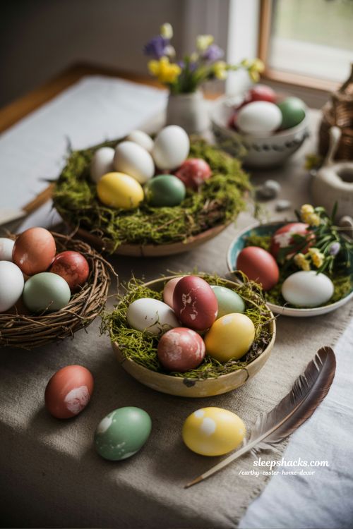Naturally Dyed Easter Eggs Organic Earthy Spring Table Decor