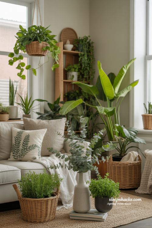 Nature-Inspired Spring Room Decor with Greenery