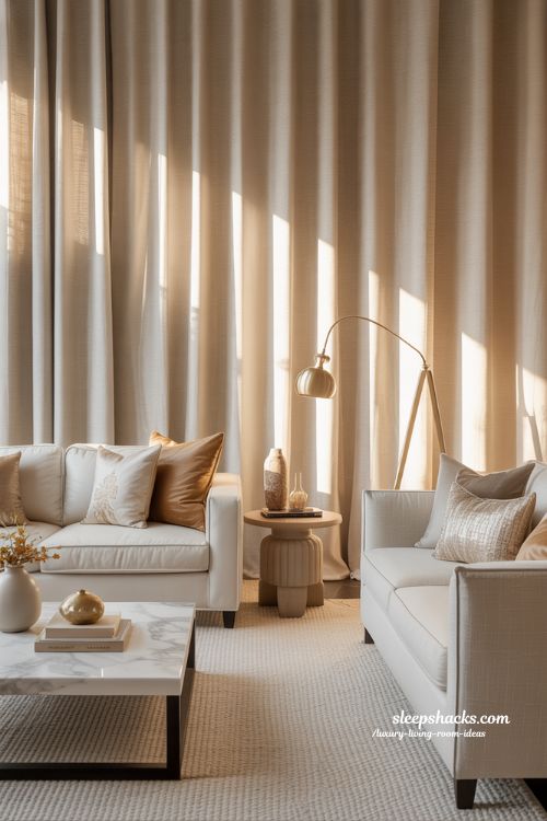Neutral Luxury Living Room Ideas with Layered Textures